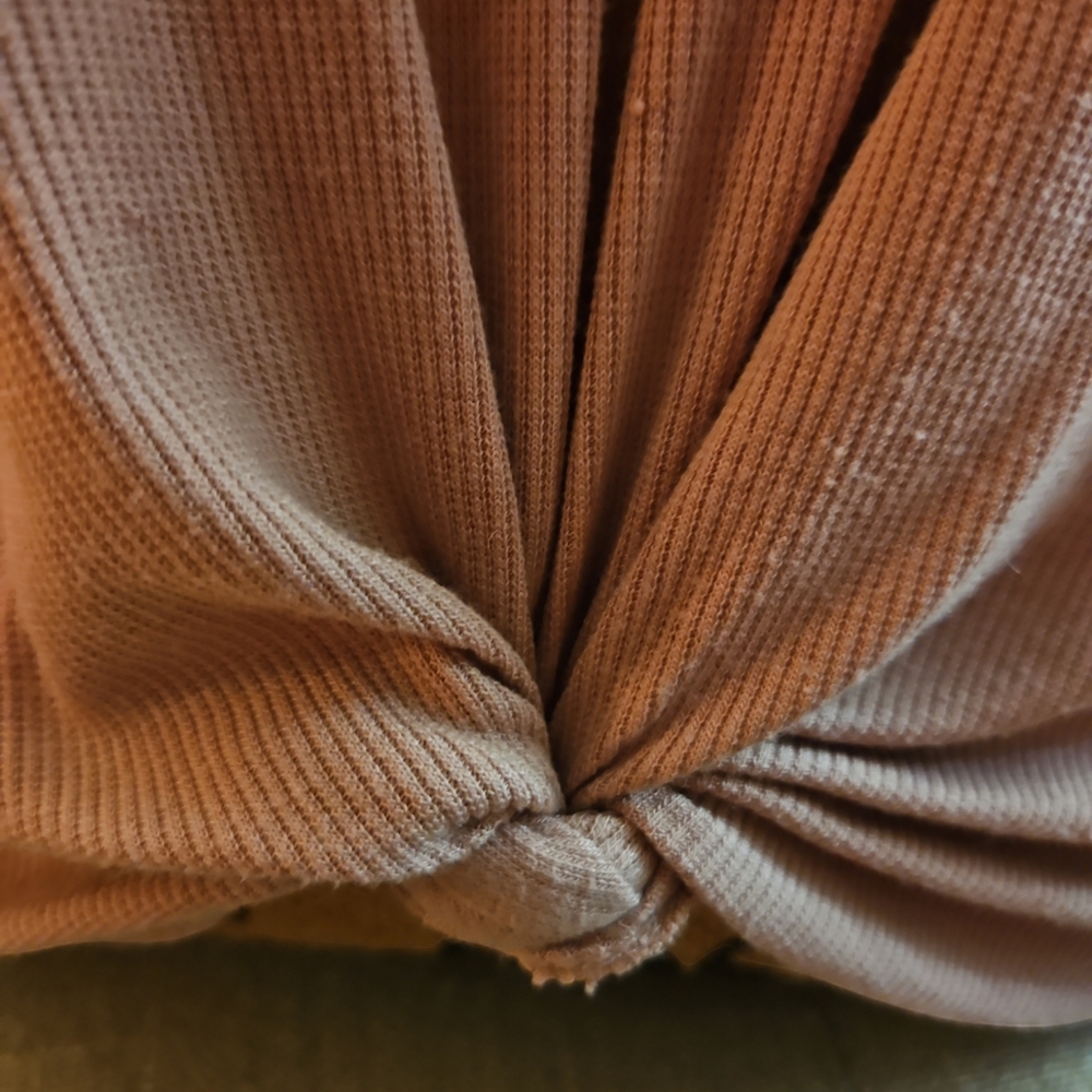 Athleta Pink Flowy Ribbed Tie Knot Top Sz Lg - Picture 2 of 6
